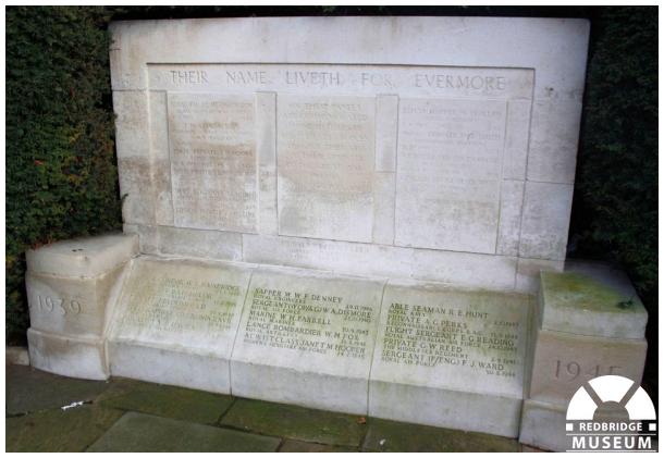 Buckingham Road Cemetery Memorial Cross and Tablet. Photo by Redbridge Museum. Buckingham Road Cemetery Memorial Cross and Tablet. Photo by Redbridge Museum.